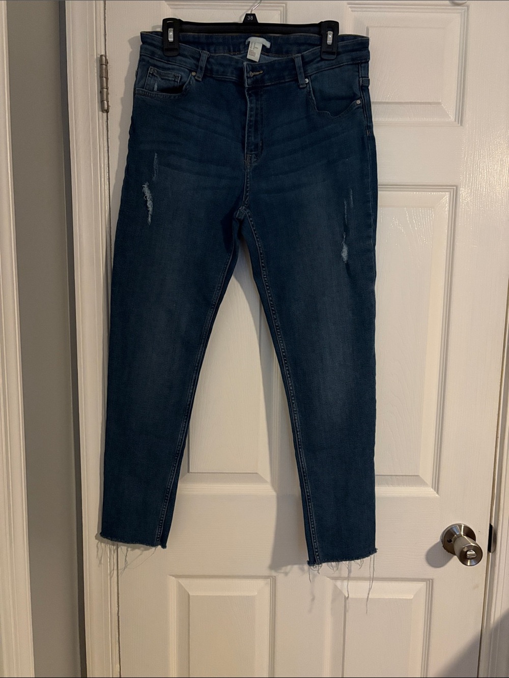H&M Dark Blue Cropped High-Rise Skinny Jeans